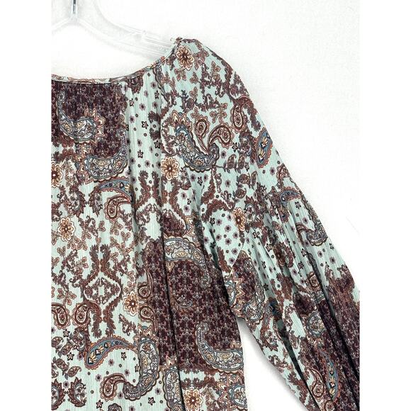 Willow Root Blouse Women s Size L Multi Floral Long Sleeve Tie Detail - Picture 13 of 15